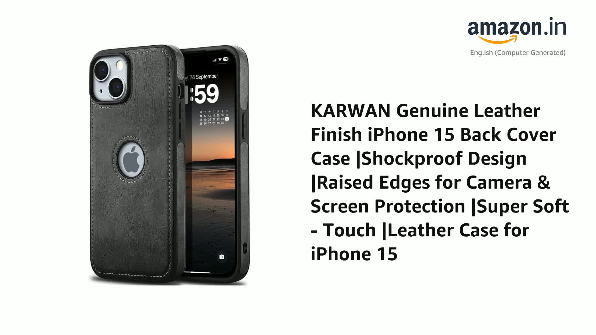 KARWAN®️ Genuine Leather Finish iPhone 15 Back Cover Case