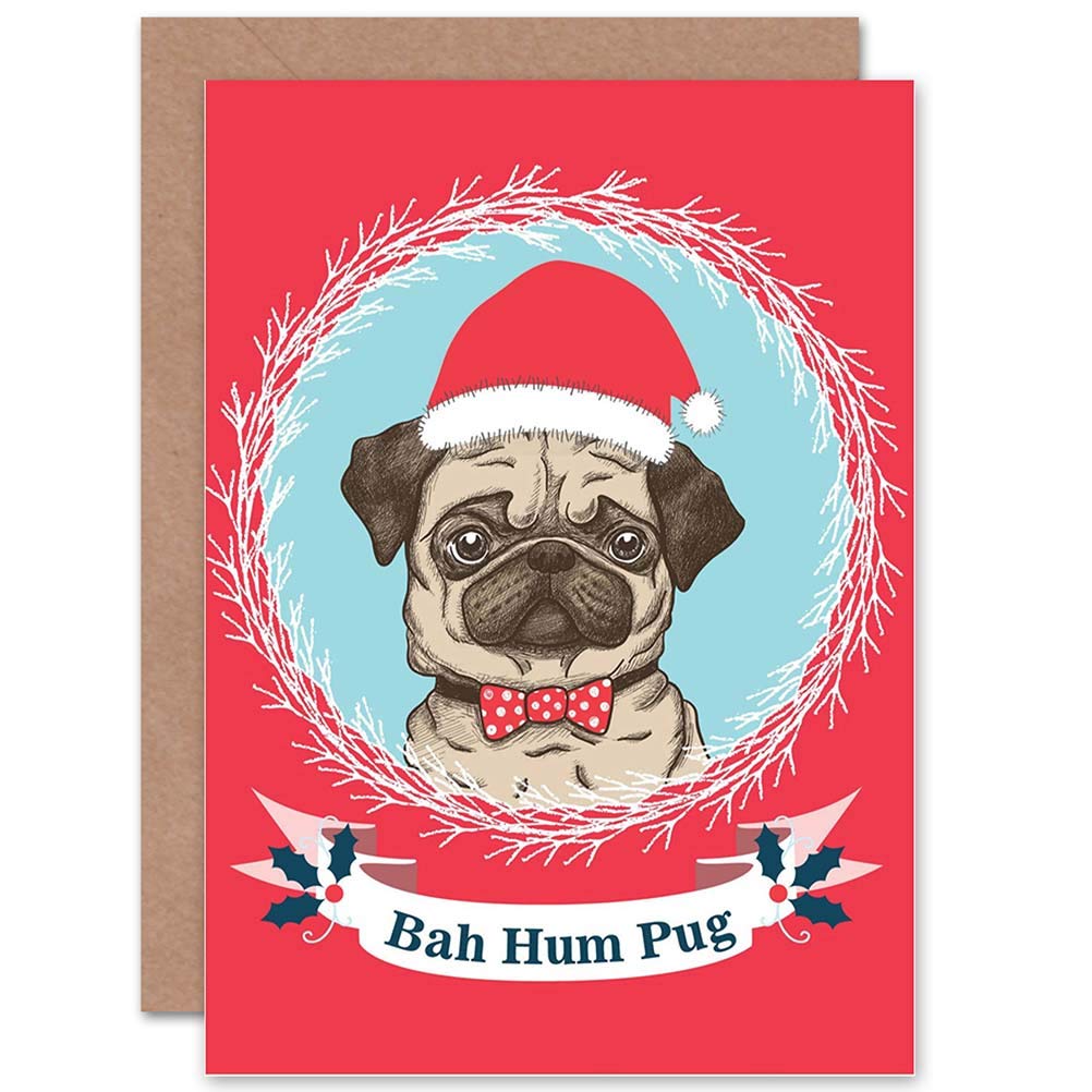 Wee Blue Coo Blue Wee Coo Card Christmas Bah Hum Pug Dog Cute