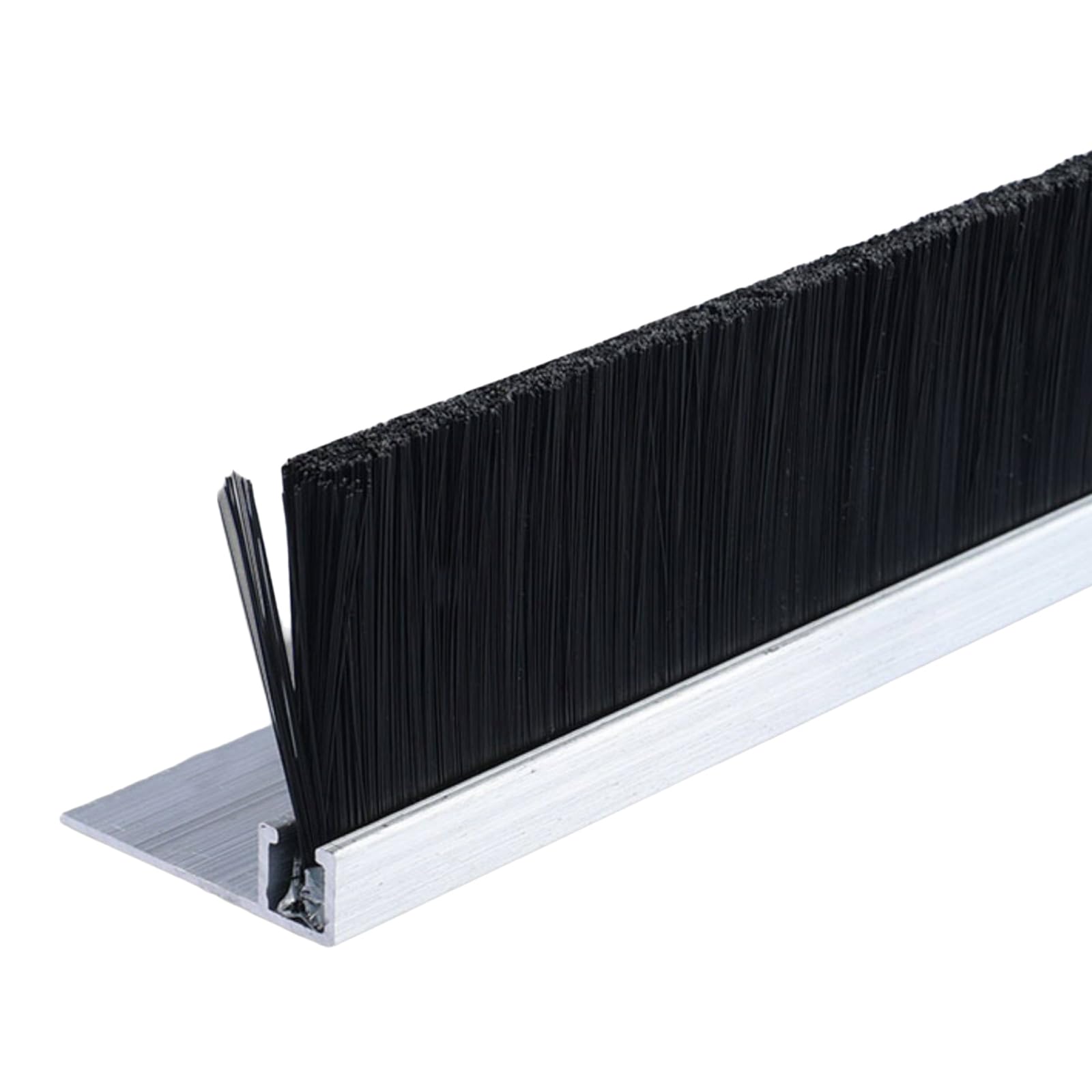 Door Brush Seal Strip, Aluminum Door Bottom Brush Seal Strip, Silver, 10-200mm,Garage& Industrial Draught Excluder(Silver-f Type,60mm)