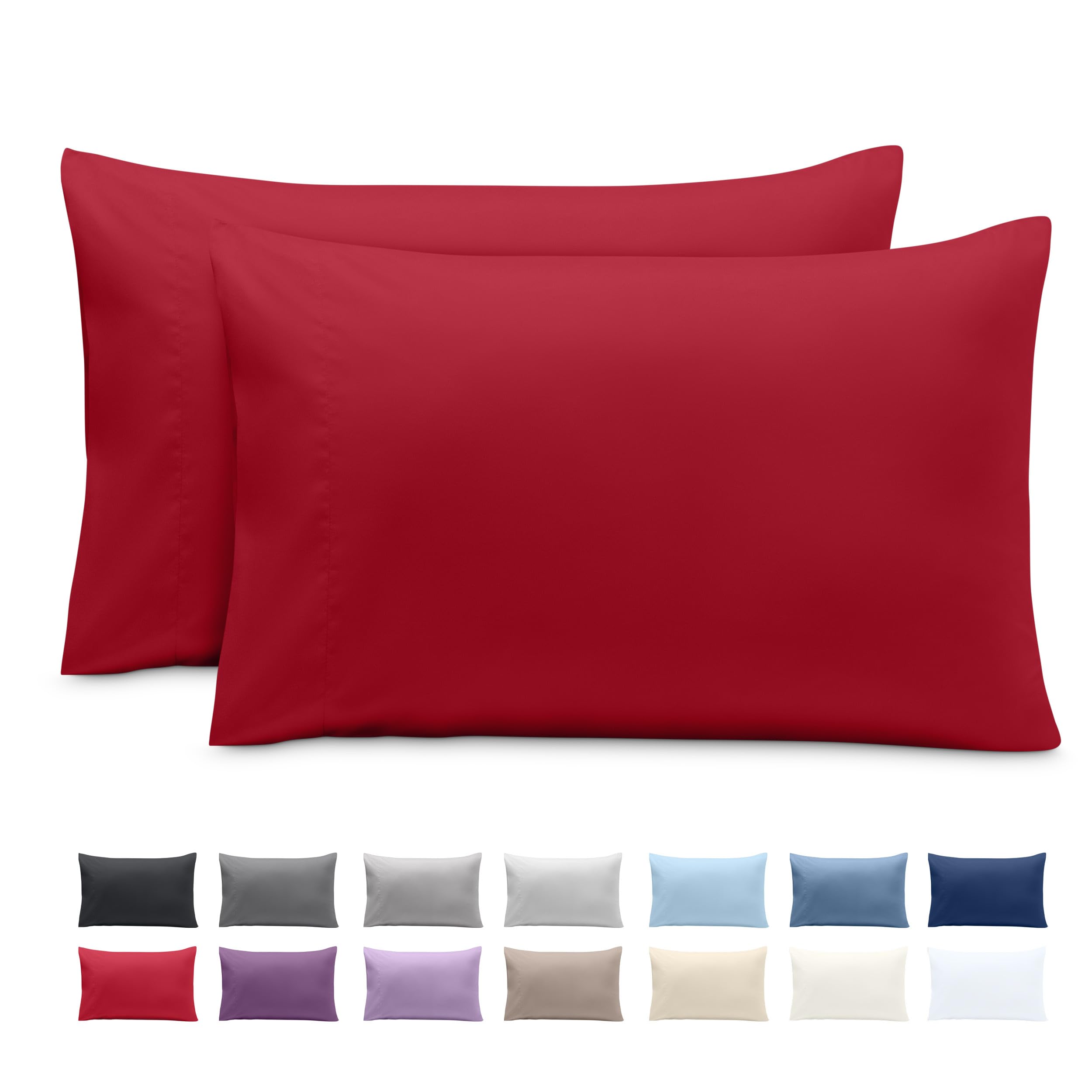 Bare Home Pillowcases Envelope (Queen Set of 2, Red)