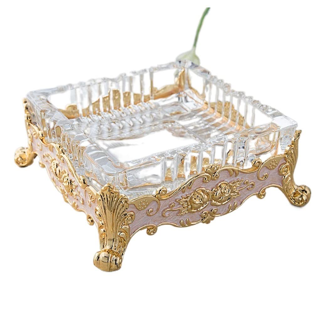 ashtray， for Cigarettes Glass Ashtray Bar Hotel Large Retro Metal Personality Cigar(A)