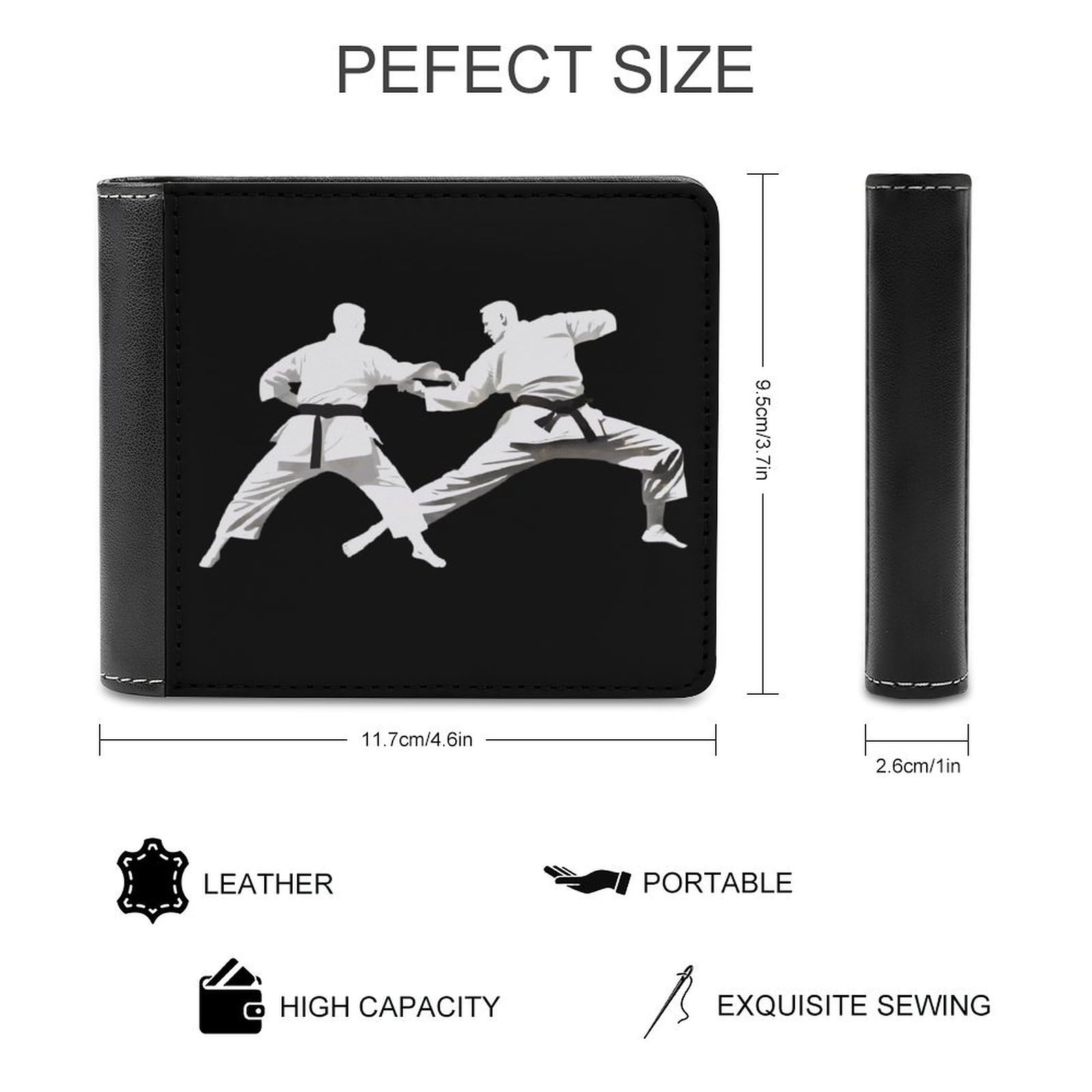 Karate Funny Men's Slim Bifold Wallet with Multiple Card Slots Front Pocket Purse