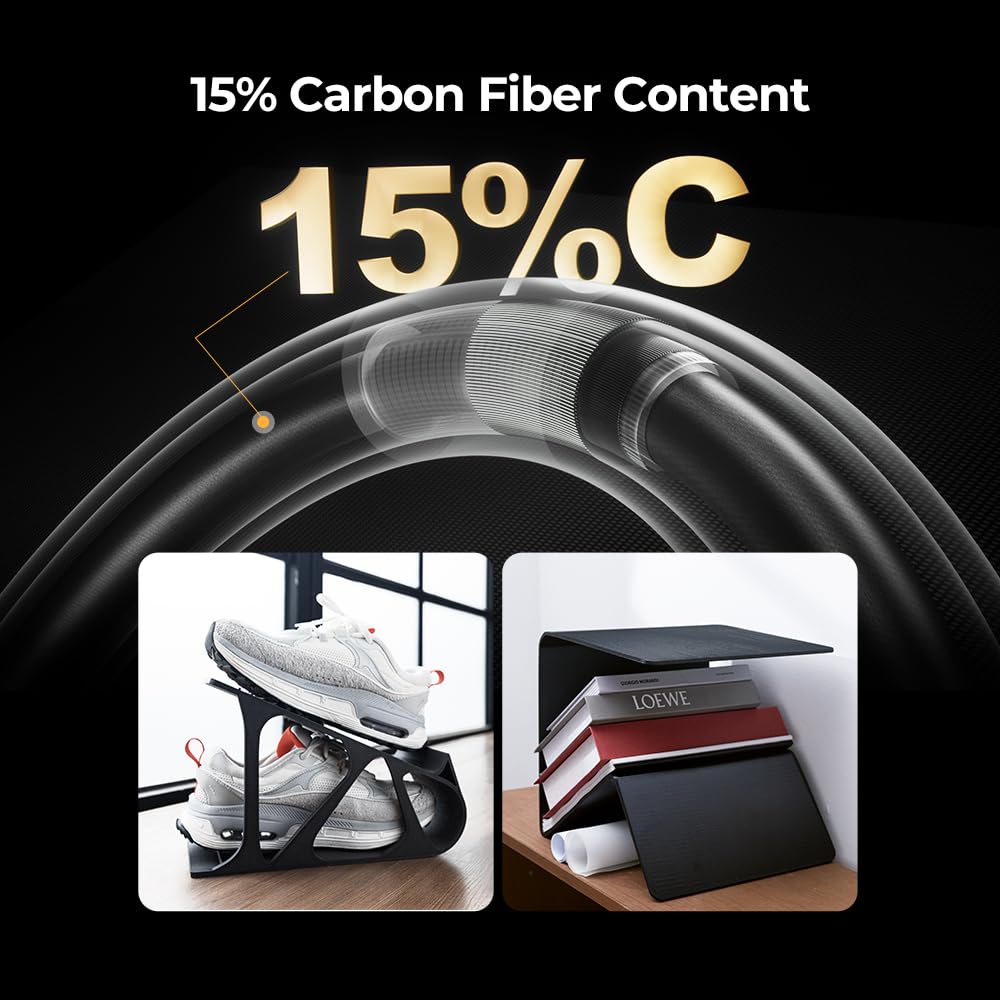 Creality PPA-CF filament do drukarki 3D 1,75 mm, 1 kg (2,2 funta), wysokowydajny nylon z 15% włóknem węglowym do części samochodowych i przemysłowych (czarny)