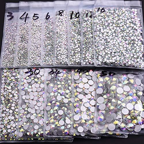Super Glitter ss3-ss50 Crystal AB Flat Back Non HotFix Nail art Rhinestone 3D Glass Nail Art Decorations Garment Rhinestone (AB SS3-SS10 1728pcs)