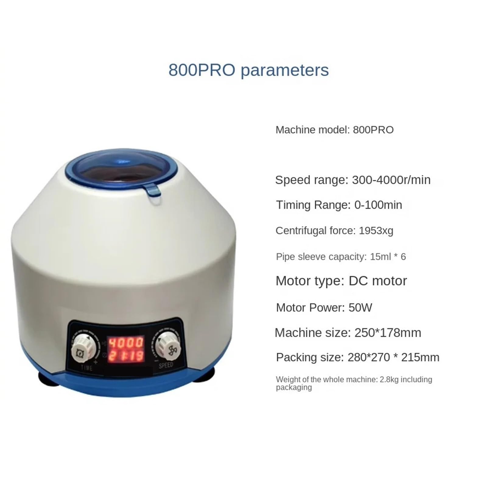 Centrífuga de sobremesa de laboratorio, Función de sincronización, centrífuga eléctrica, separador de suero, 4000r/min, máquina centrífuga de escritorio for práctica médica de laboratorio