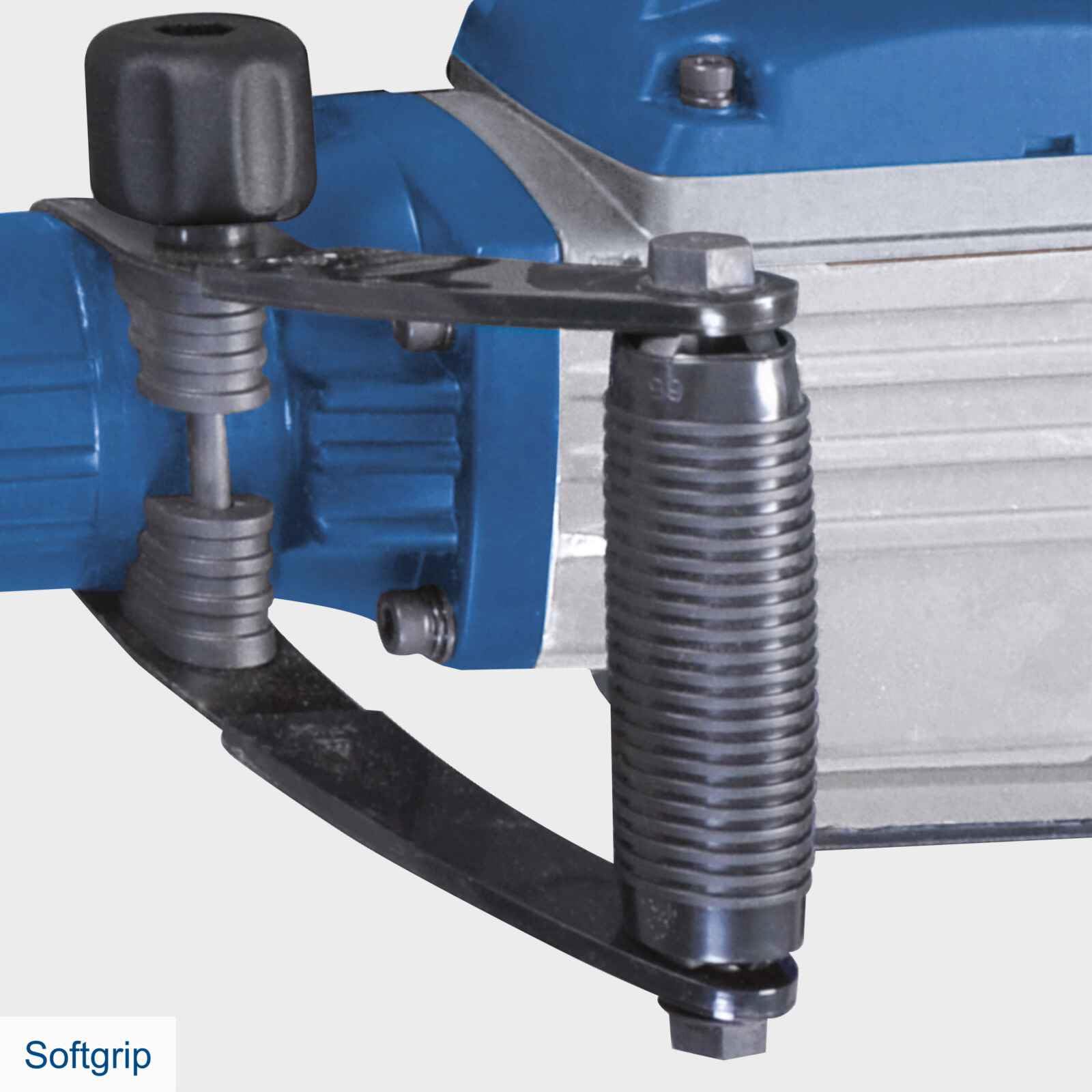Scheppach 5908201901 Dłuto wyburzeniowe AB1600 + dłuto spiczaste, płaskie dłuto, metalowa obudowa, uchwyt D, kompaktowe, ramię wibracyjne 50 J/wskaźnik uderzenia: 2000 obr./min / 230 V / 16 kg