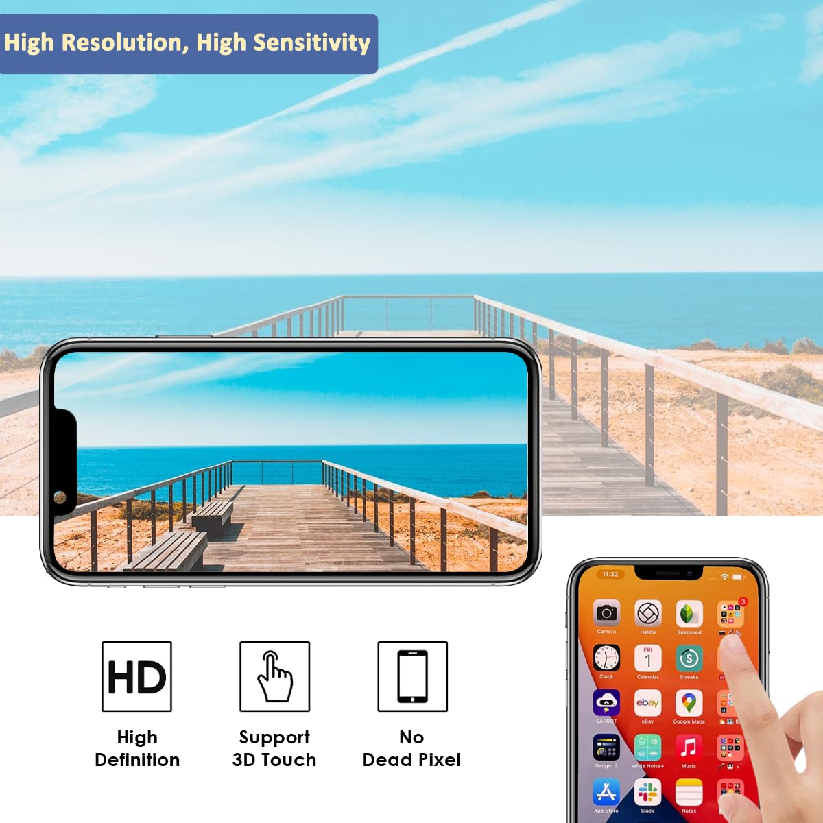 Yodoit Display per iPhone 13, Kit di Ricambio Schermo LCD da 6,1 Pollici, digitalizzatore Touch FHD con Kit di Riparazione, Pellicola Protettiva, Compatibile con Modelli A2482, A2631, A2634, A2635