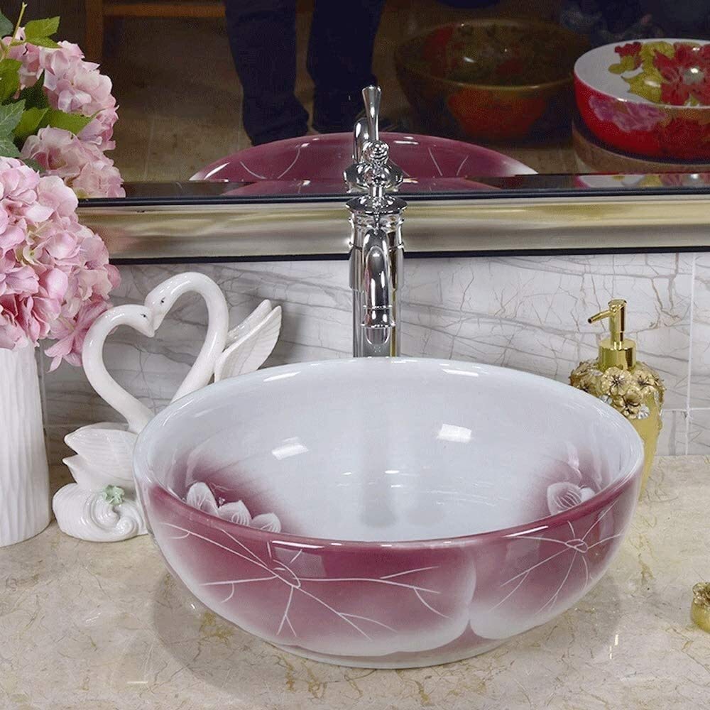 Umywalka łazienkowa nablatowa, biała porcelanowa umywalka ceramiczna nablatowa, 15,6" x 12,6" umywalka łazienkowa w zestawie,