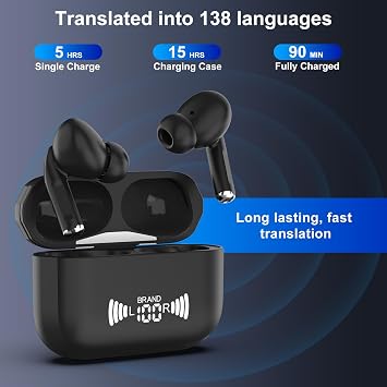 Translation Earbuds, Language Translator Earbuds, Instant Translator Earbuds, 138 Language Earbud Rranslator in Real Time, Voice Ear Buds Translators Device
