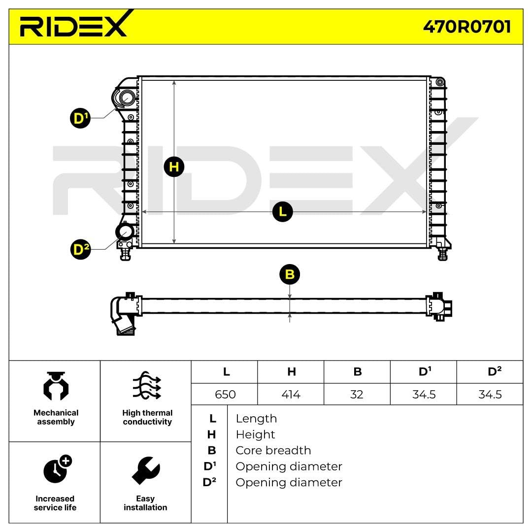 RIDEX 470R0701 Radiatore motore Compatibilità con FIAT Doblo Station Wagon 119, 223