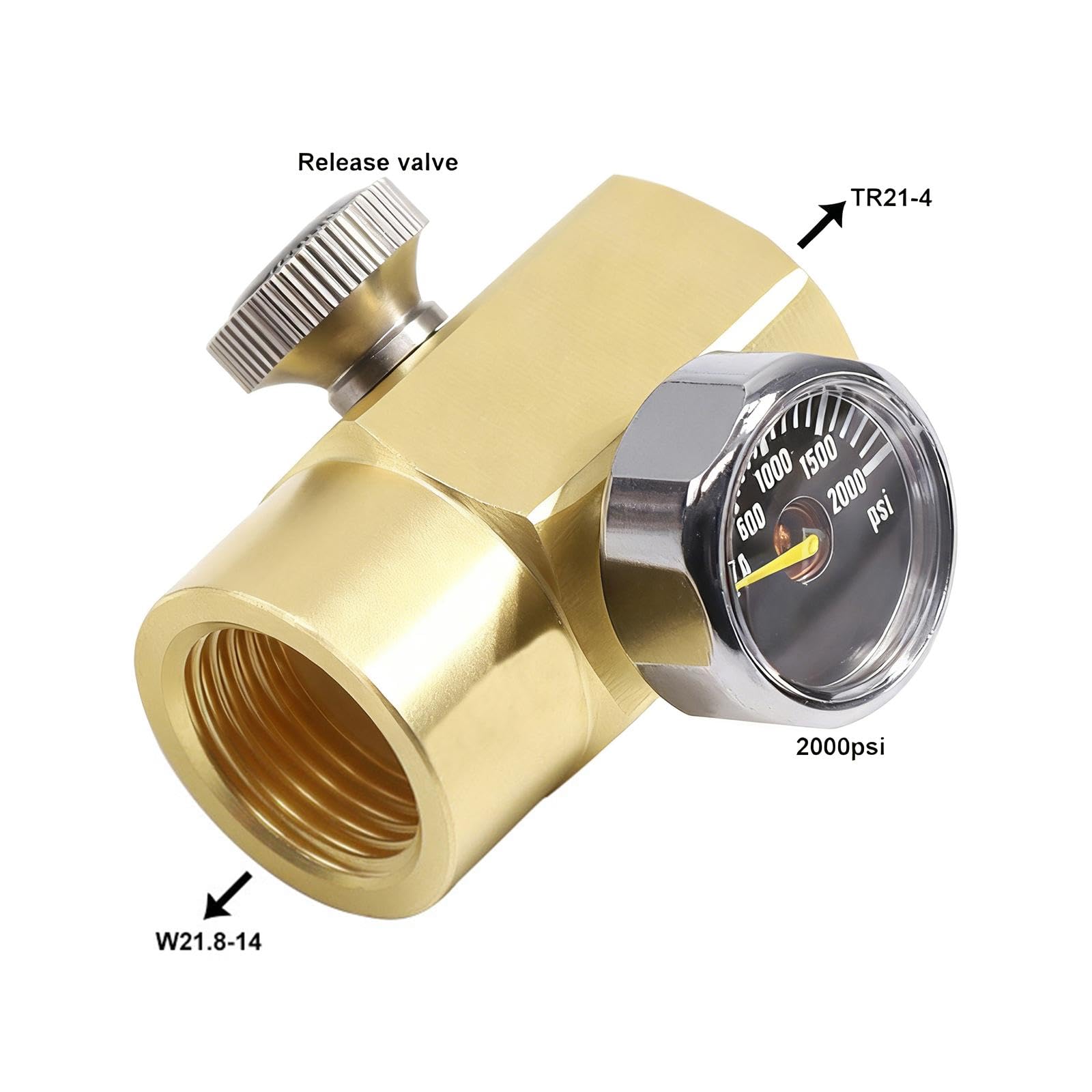 Adattatore Bottiglia Connettore Cilindro CO2 Ricarica Accessorio Valvola Ottone Compatto con Manometro per Ricambio Bombola Uso Domestico, Tr21 4 a W21 8 14