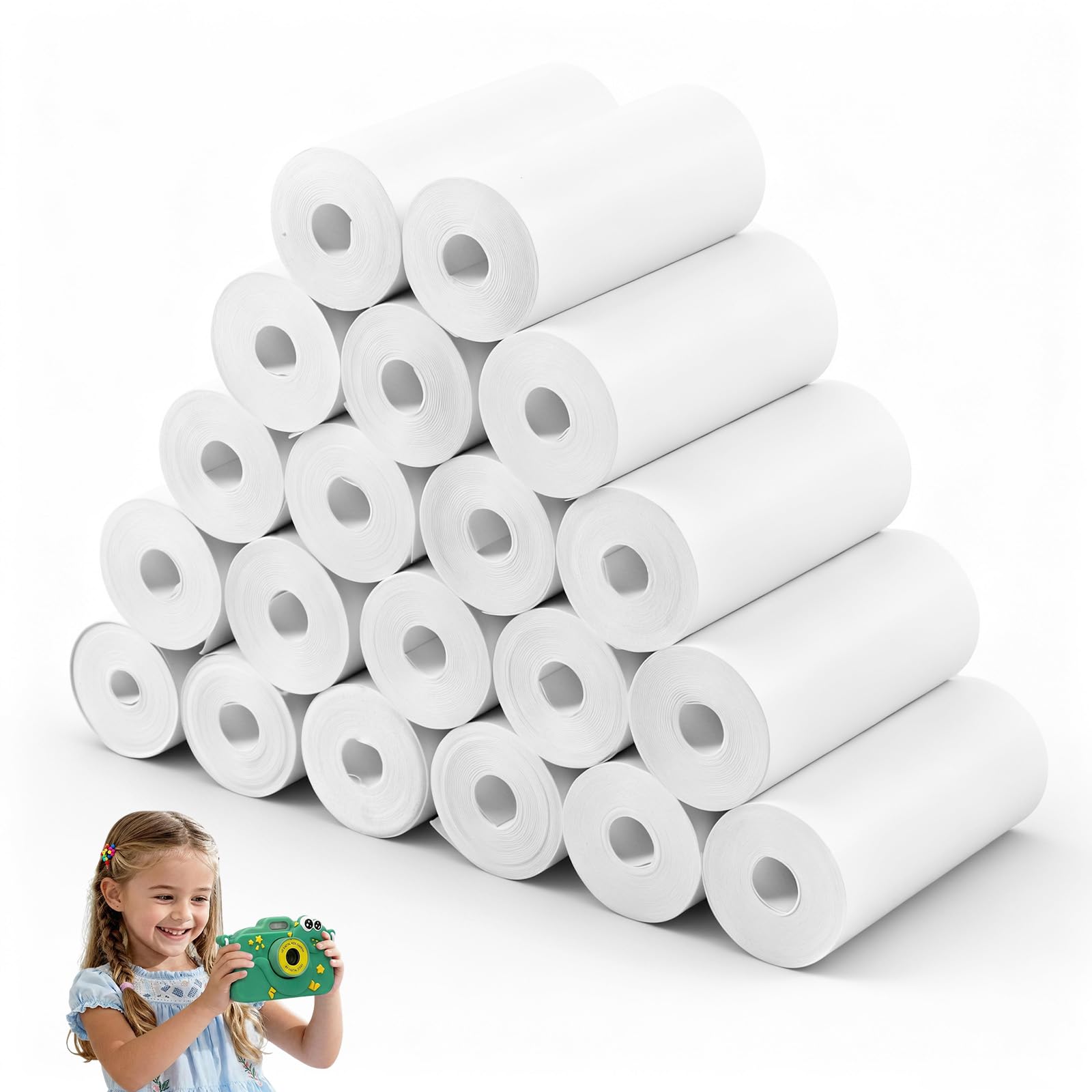 Papier Thermique 57mm x 25mm 20 Rouleaux pour Imprimante Photo Enfant