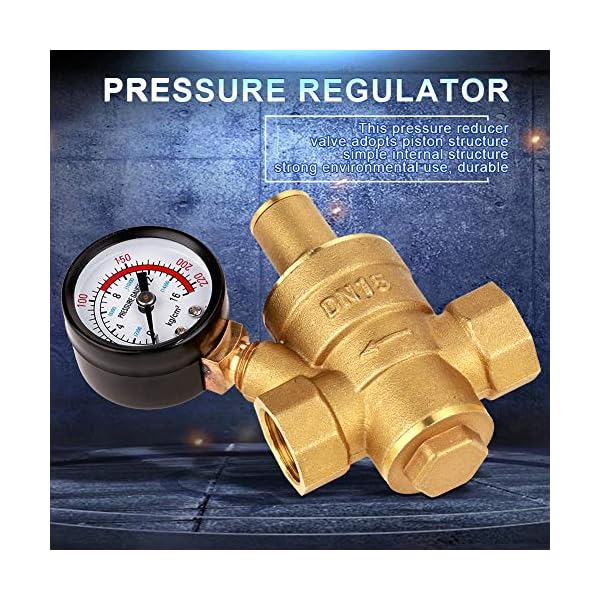 Water Pressure Valve, Brass DN15 Adjustable Water Pressure Regulator