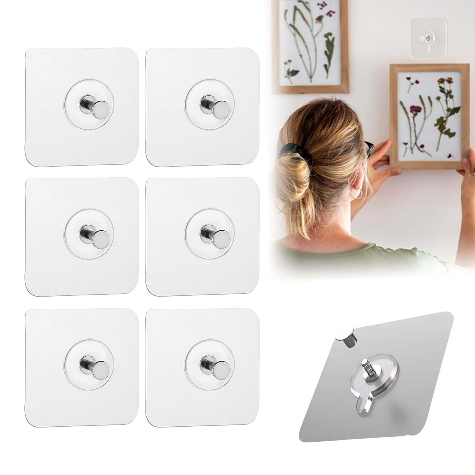 Upgrade Drill Free Adhesive Hooks 2025 New Reusable Adhesive Wall Mount Screw Hooks Picture Hangers Without Nails Nail