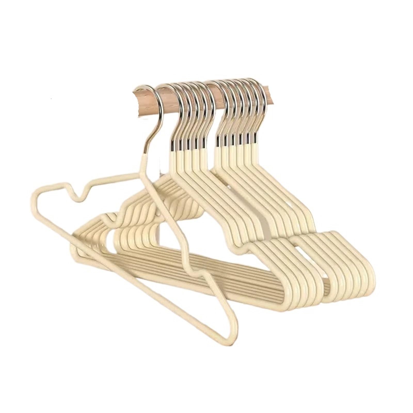 Coat Hangers Non-slip Dip Plastic Clothes Hanger Dormitory Drying Rack Household Thick Support(10PCS-Beige)