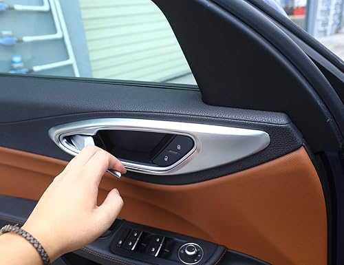 Miniatura 3 de YIWANG ABS coche interior manija de puerta marco cubierta ajuste 4 unids para Alfa Romeo Giulia 2016-2020 Auto Accesorios (plata)