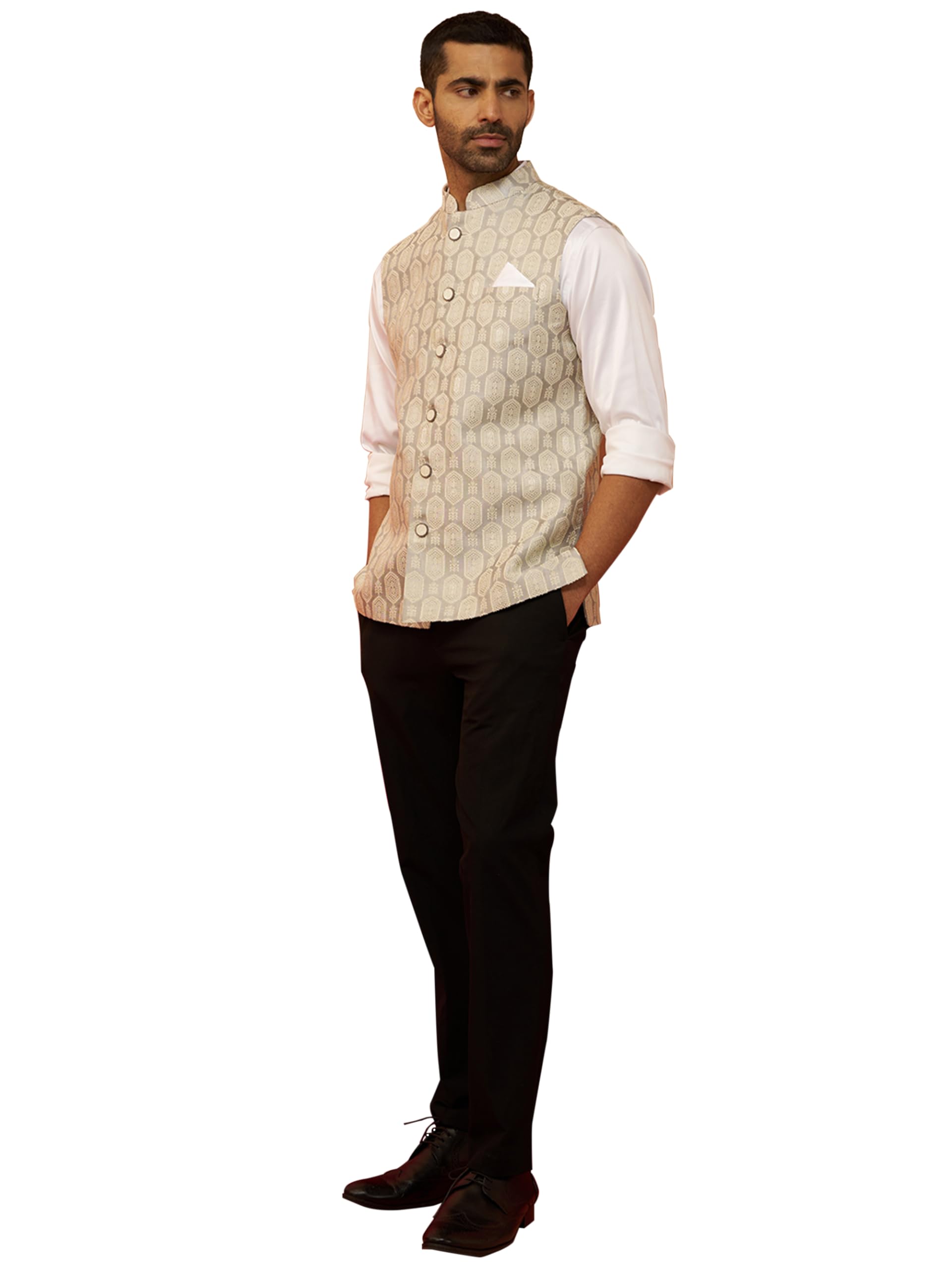 vastramay Men Silk Nehru Jacket - Premium Jacquard Ethnic Wear-picture-35