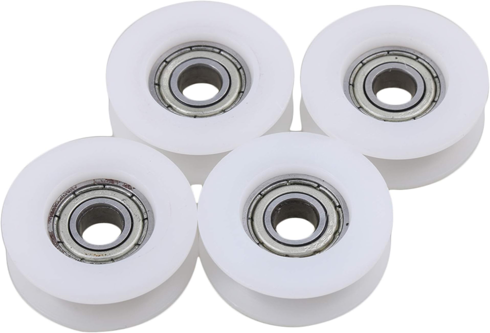 CNBTR 4Pieces 6x27x9mm Flat Plastic Coated Sealed Bearing Steel 696ZZ Deep U-Type Guide Pulley Rail Ball Rolling Bearing Wheel White