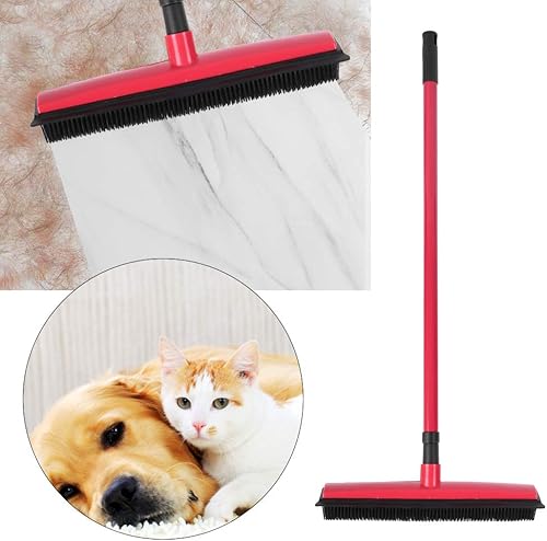 Miniatura 7 de Escoba de depilación de mascotas, quita fácilmente el pelo mango largo escoba empujadora herramienta de depilación de mascotas con cepillo de pelusa