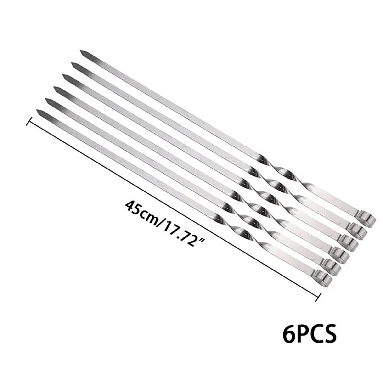 Brochetas Pinchos for barbacoa de 55 cm con mango largo, palillos for barbacoa, tenedor de madera, acero inoxidable, bolsas de agujas for exteriores.(A 6pcs-55CM)
