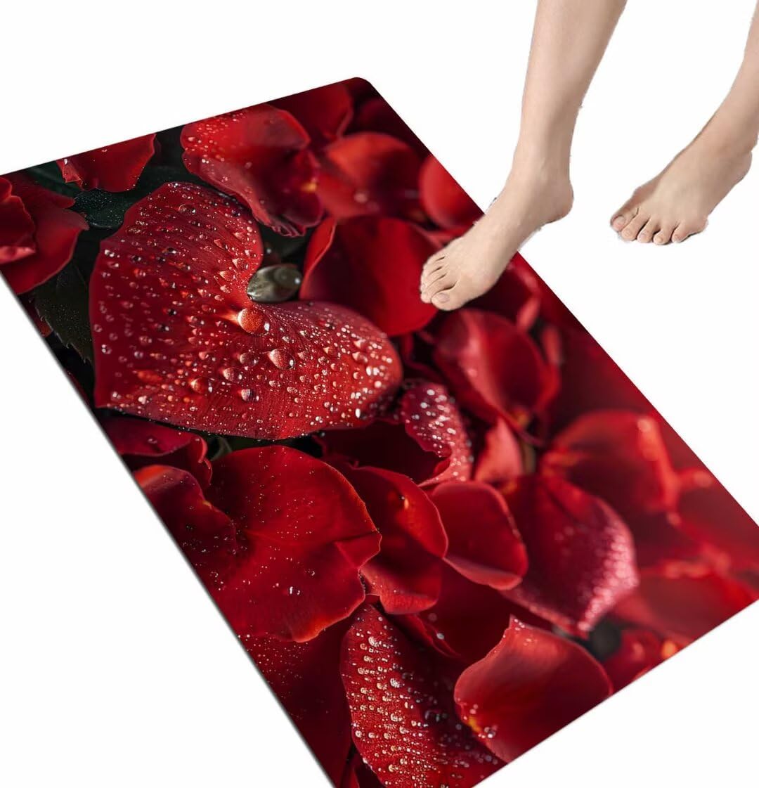 Tapis de bain en pierre rouge 47 x 71 pouces antidérapant à absorption rapide