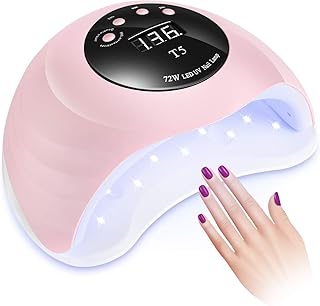 مصباح اظافر LED بالاشعة فوق البنفسجية 72 وات ، مصباح معالج للاظافر سريع الجفاف مستشعر تلقائي4 مؤقت