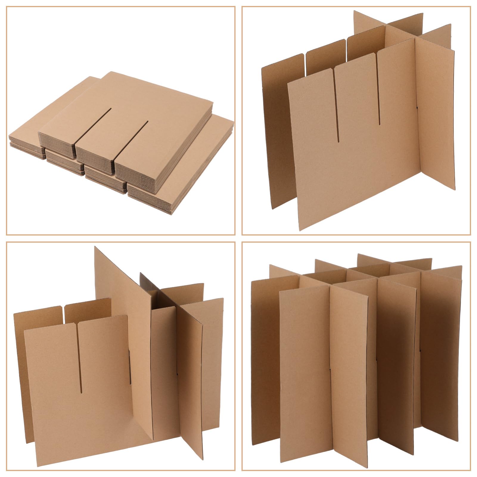 Gatuida Séparateurs Carton pour Déménagement Kit Emballage avec Séparateurs Kraft Inserts pour Cartons Emballage Protection pour Objets Fragiles et Précieux
