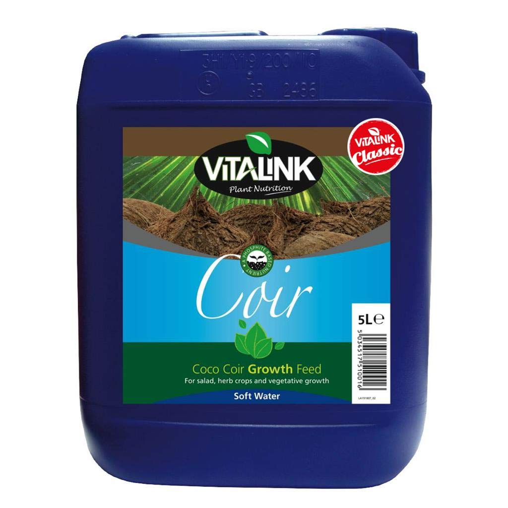 VitaLink Classic Coir CoCo Grow Bloom Nutrients Hydroponic Feed Hard Soft Water (Grow 5L Soft Water)