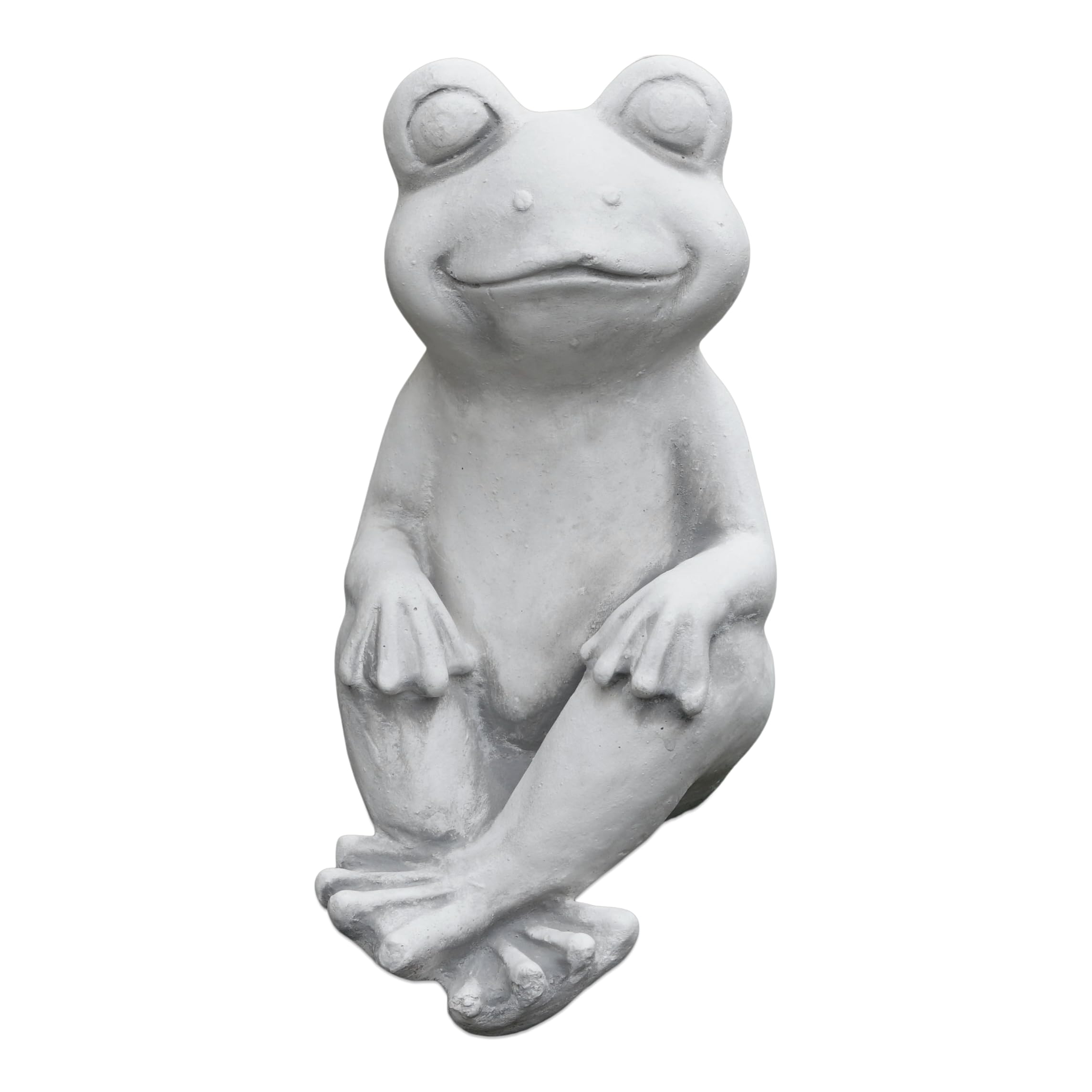 gartendekoparadies.de Froggi – der Glückliche Frosch, Steinfigur aus Steinguss, Grau, Frostsicher, H. 29 cm, 11 kg, für Außenbereich (Froggi)