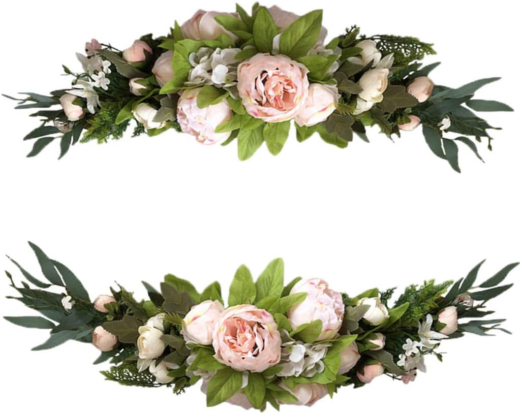 Artificial Rose Flower Swag 24 Inch Decorative Swag with Fake Roses Green Leaves for Home Room Garden Lintel Wedding Arch Front Door Wall Decor