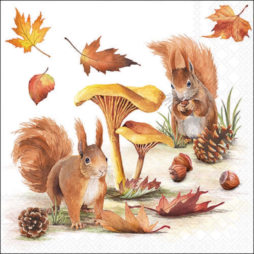 Ambiente 33cm 3-Ply Paper Napkins 20pcs - Squirrels Go Nuts