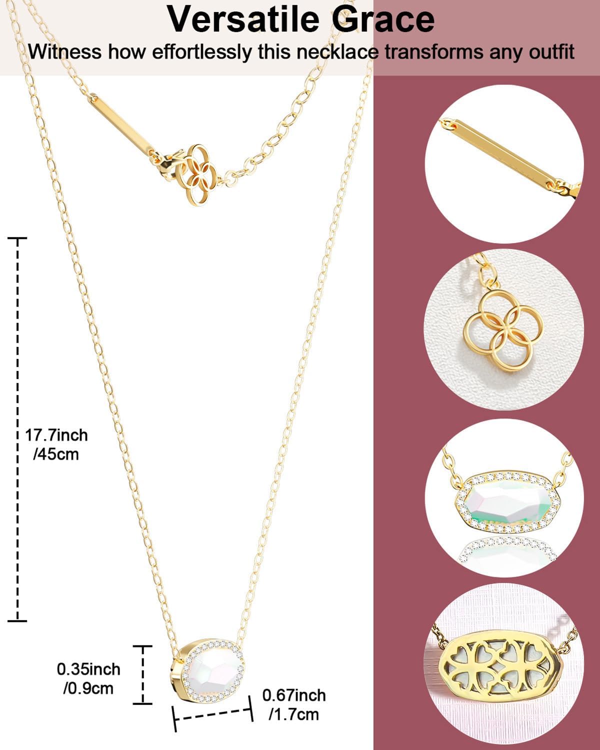 AICase 18K Gold Plated Pendant Necklace for Women,Fashion Jewelry,Anniversary Birthday Gifts for Women/MoM/Sister/Friends/Her/Wife/Grandma/Coworker Mother's Day gifts for MoM - Image 4