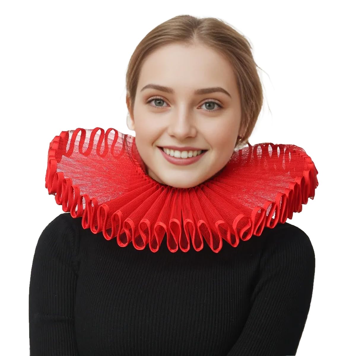 FAD-4U Elizabethan Neck Ruff Detachable Collar for Medieval Costume Ensembles Neck Collars