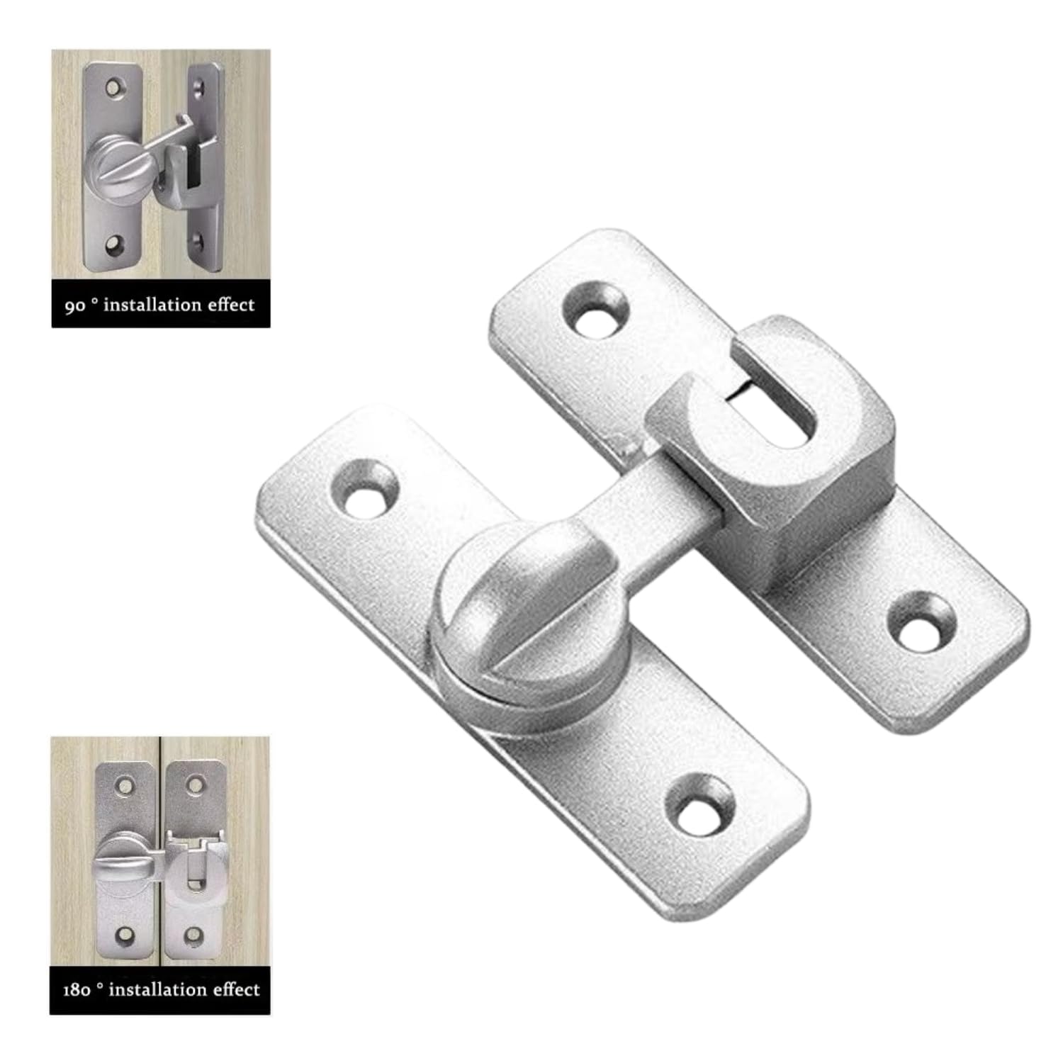 AYUOTOQi Sliding Door Lock 180°/90° Flip Latch | Stainless Steel Safety Bolt for Main Door, Bathroom, Window, Barn, Gate, Cabinet & Closet | Metal Door Lock for Home Security | Locks for Baby Safety