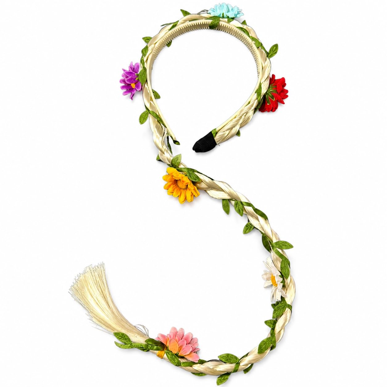 Boho Floral Braided Headband with Long Hair Wrap Extension, Multicolour, for Women & Girls, Festival, Wedding & Beach Wear-image-44