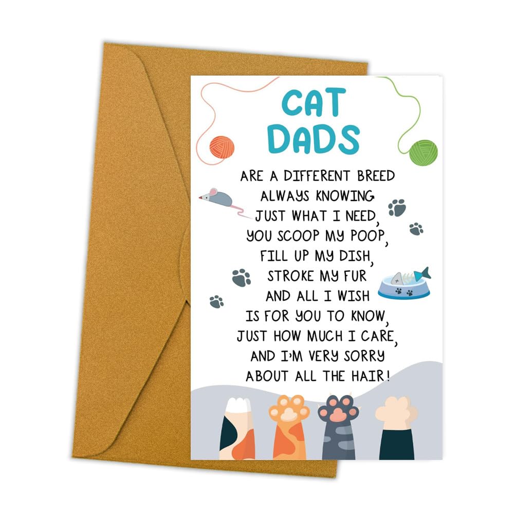 Tofwaol Funny Fathers Day Card for Cat Dad Birthday Gift for Father Husband Son Cat Dad Gifts for Men Cat Lover Fathers Day Gift for Father Grandpa