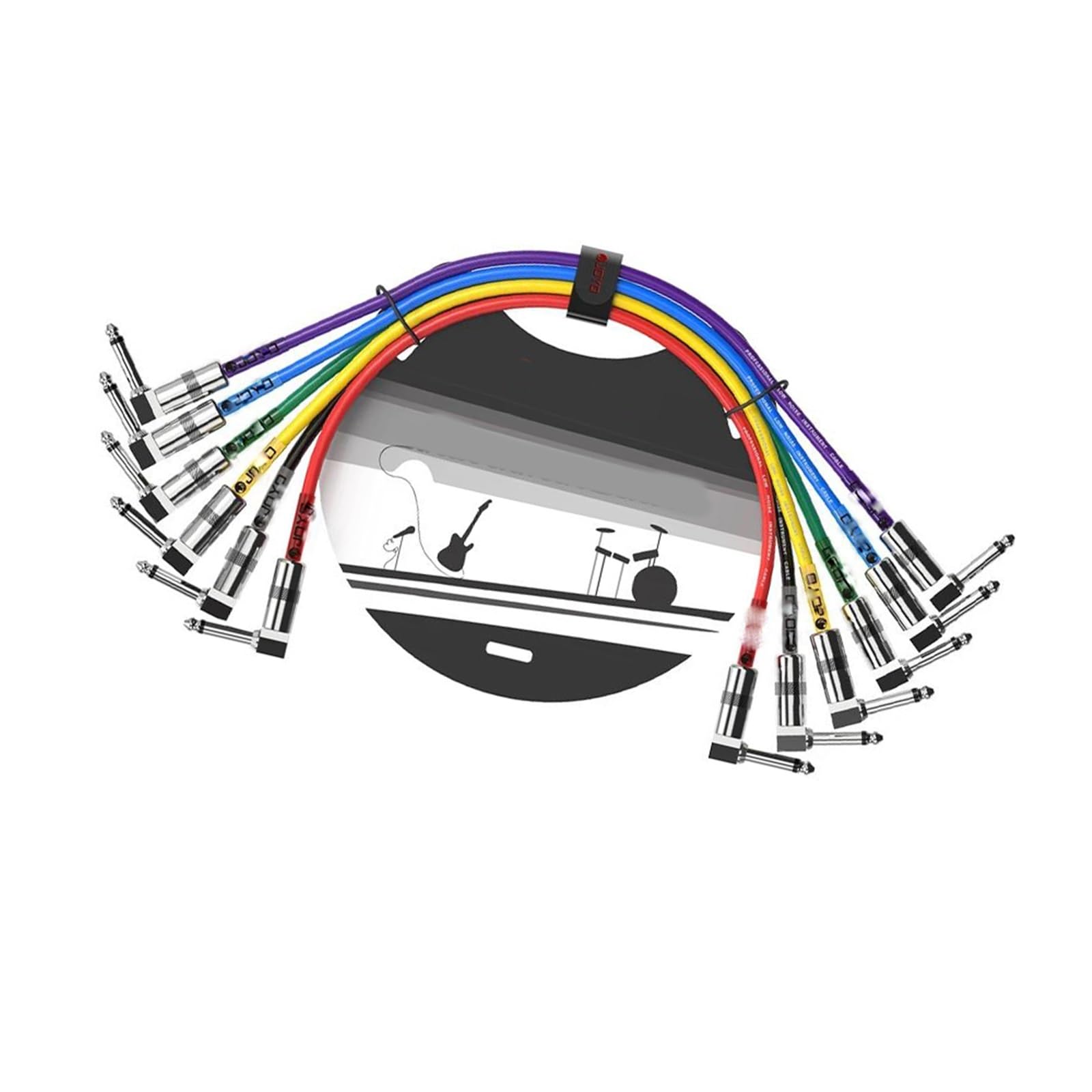 Akustikgitarrenkabel Gitarren-Patchkabel Mit Geräuschunterdrückung (6er-Pack) Rechtwinkligen Anschlüssen Und Flexibler PVC-Ummantelung
