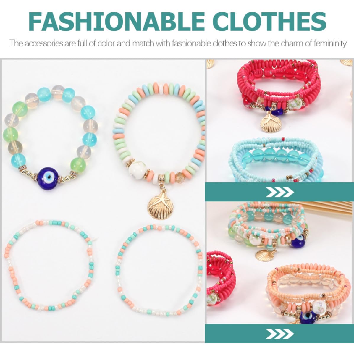 Abaodam 12 Juegos Pulsera Bohemia para Mujer de Vidrio y Aleación, Ligera y Segura, Diseño Multicapa Ojo Turco, Adecuado para Regalos Originales en Cumpleaños y Navidad