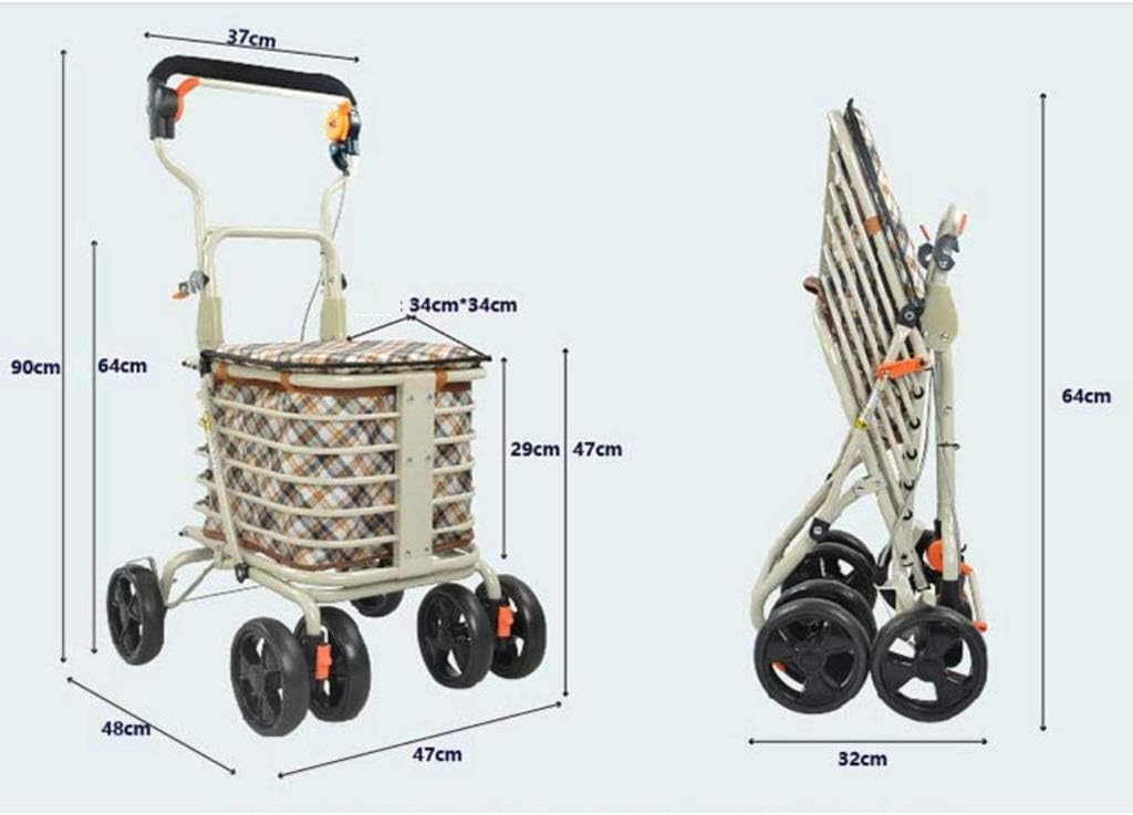 Shopping Trolley Grocery Cart Foldable Rolling Wheels Push Bag Condo Apartment Picnic Beach Travel Portable Folding
