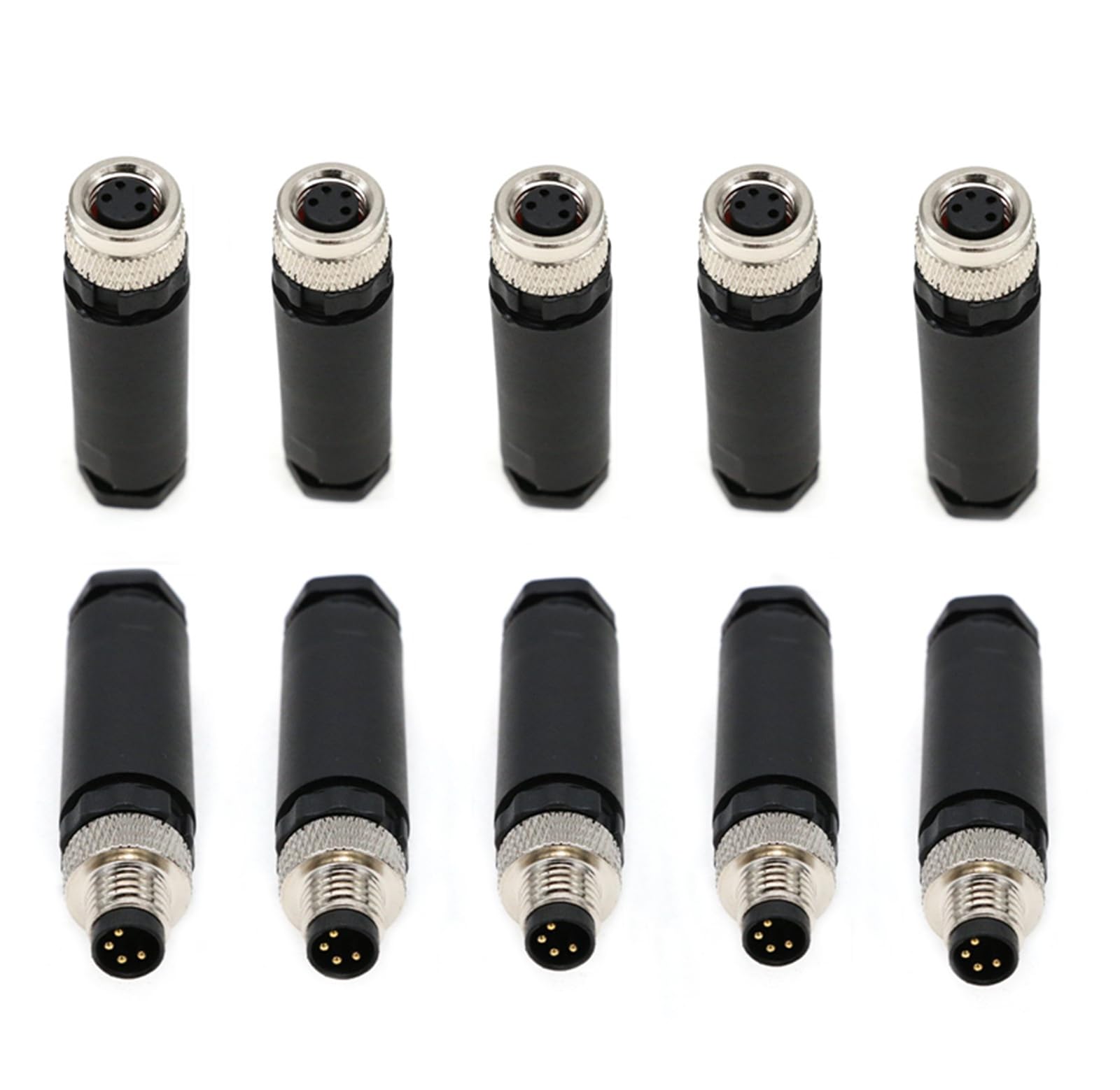 SZRMCC M8-Steckverbinder 4-polig, A-Code, männlich, weiblich, gerader Stecker, verdrahtbarer Steckverbinder, wasserdicht, industrieller Rundsteckverbinder für Luftfahrtsensoren