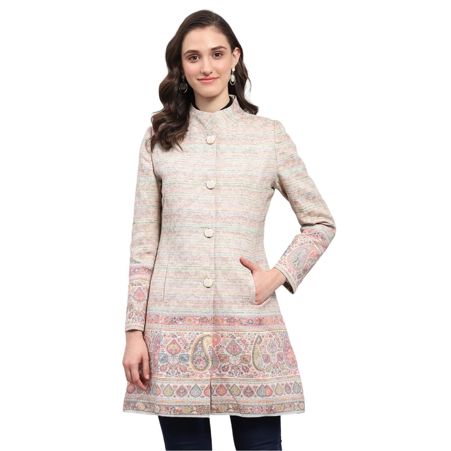 monte carlo Womens Woven Design Round Neck Full Sleeve Coat (223COAT2017)-picture-44