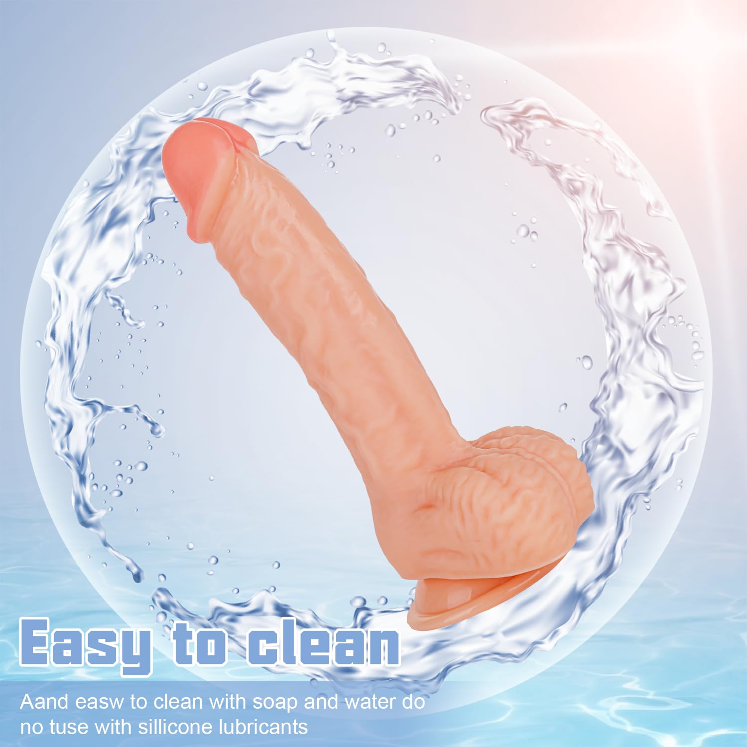 Clear Realistic Dildo, 7.3 Inch Feels Like Skin Body-Safe Material, with Strong Suction Cup for Hands-Free Play, Adult Sex Toys Suitable for Women Men Gay & Couple: XL Flesh