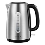 COMFEE' Stainless Steel Electric Kettle, 1.7 Liter Tea Kettle Electric & Hot Water Kettle, 1500W Fast Boil with LED Light, Auto Shut-Off and Boil-Dry Protection