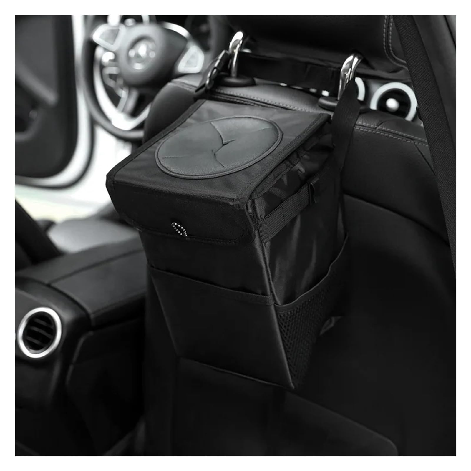 Poubelle De Voiture Poubelle Voiture À Couvercle Rabattable Tissu Oxford Imperméable Lavable Pliable Rangement du Dossier Siège Suspendu Poubelles Véhicule