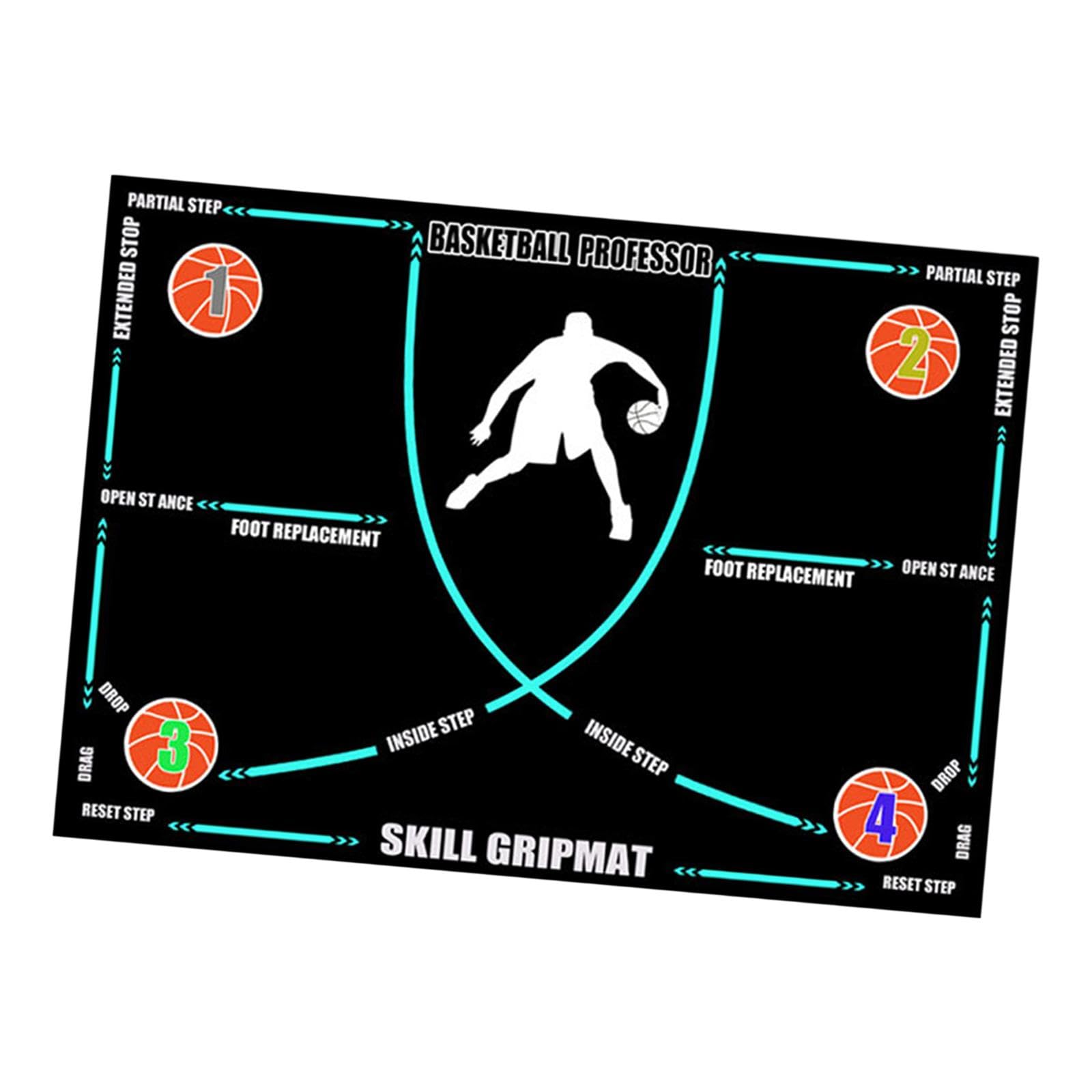 Colaxi Basketball Footwork Mat Basketball Training Mat Silent Antislip Basketball Skills Training Equipment Basketball Footstep Mat, Blue Line with Strap