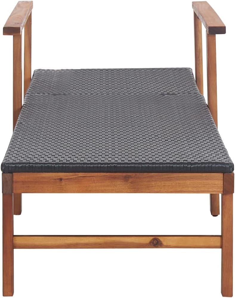 Sun Lounger,Patio Furniture,Outdoor Seating,Lounge Chairs for Outside,Sunbathing Chairs for Adults,for Garden,Backyard,Firepit,Pool,Beach,Deck, Poly Rattan and Solid Acacia Wood Black