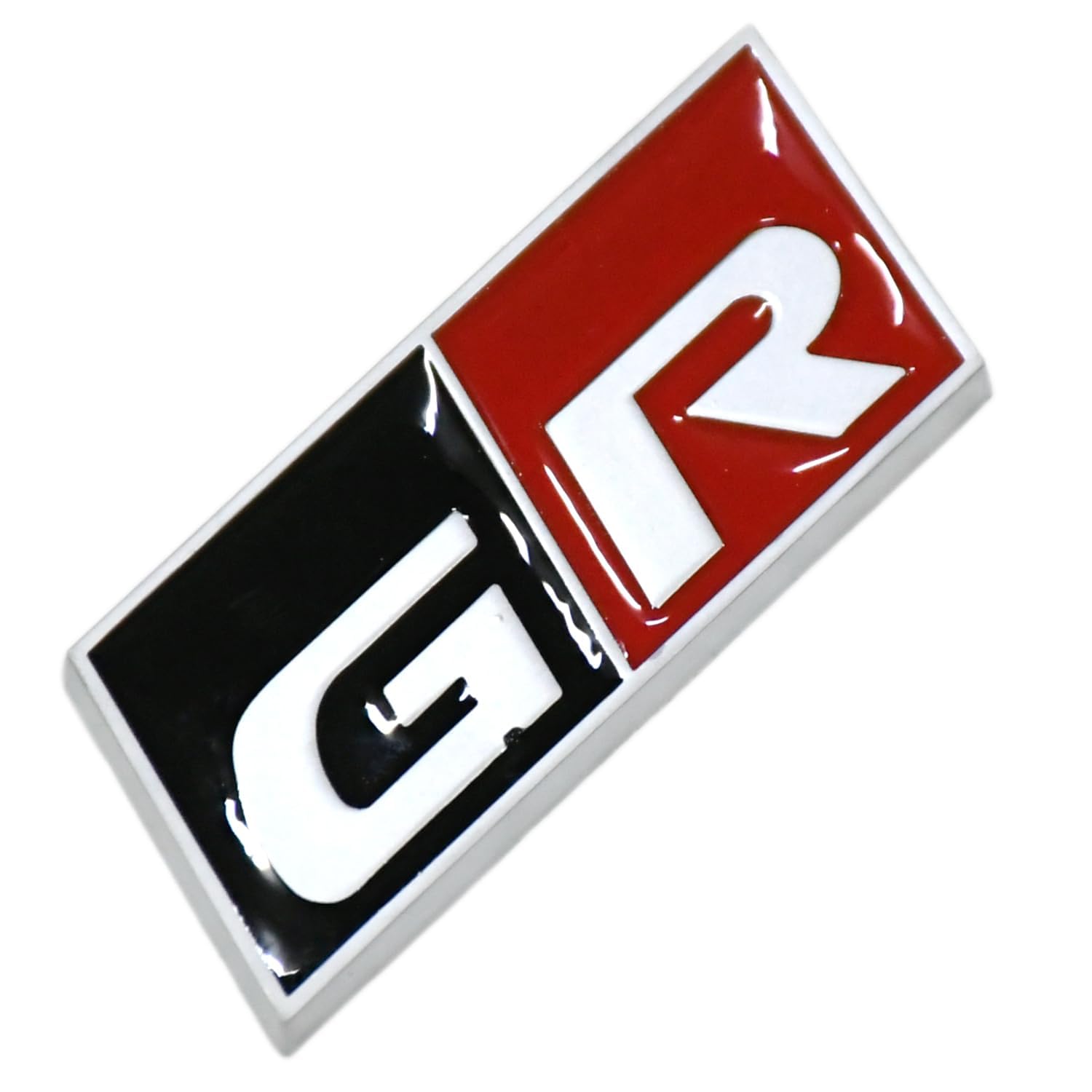 KMH Premium Chrome Plated 3D Car Logo Sticker Compatible with GR Logo | Emblem Decals for Car Accessories (Pack of 1)