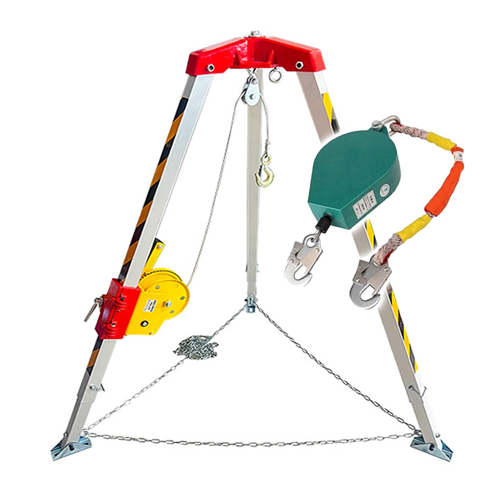 Support de treuil, Trépied en Aluminium avec Bandes réfléchissantes et treuil, système de Levage Sauvetage Robuste, Dispositif d'urgence(1800LBS Winch)