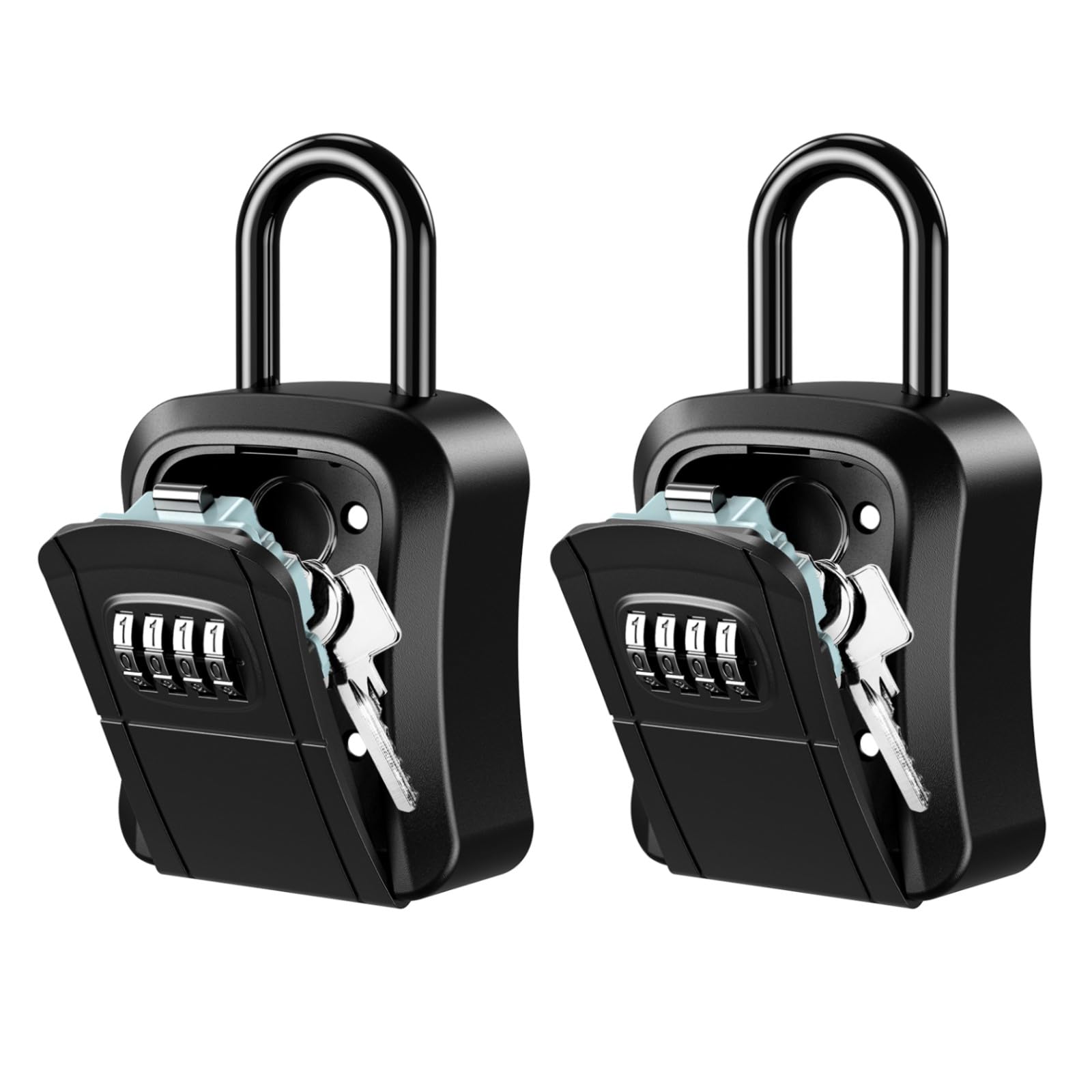 ORIA Wall Mount Key Lock Box, 4 Digit Combination Key Safe Box for Outside, Waterproof Key Storage Box with Detachable Shackle, 5 Keys Capacity, for Garage, Garden, Store, 2 Pack