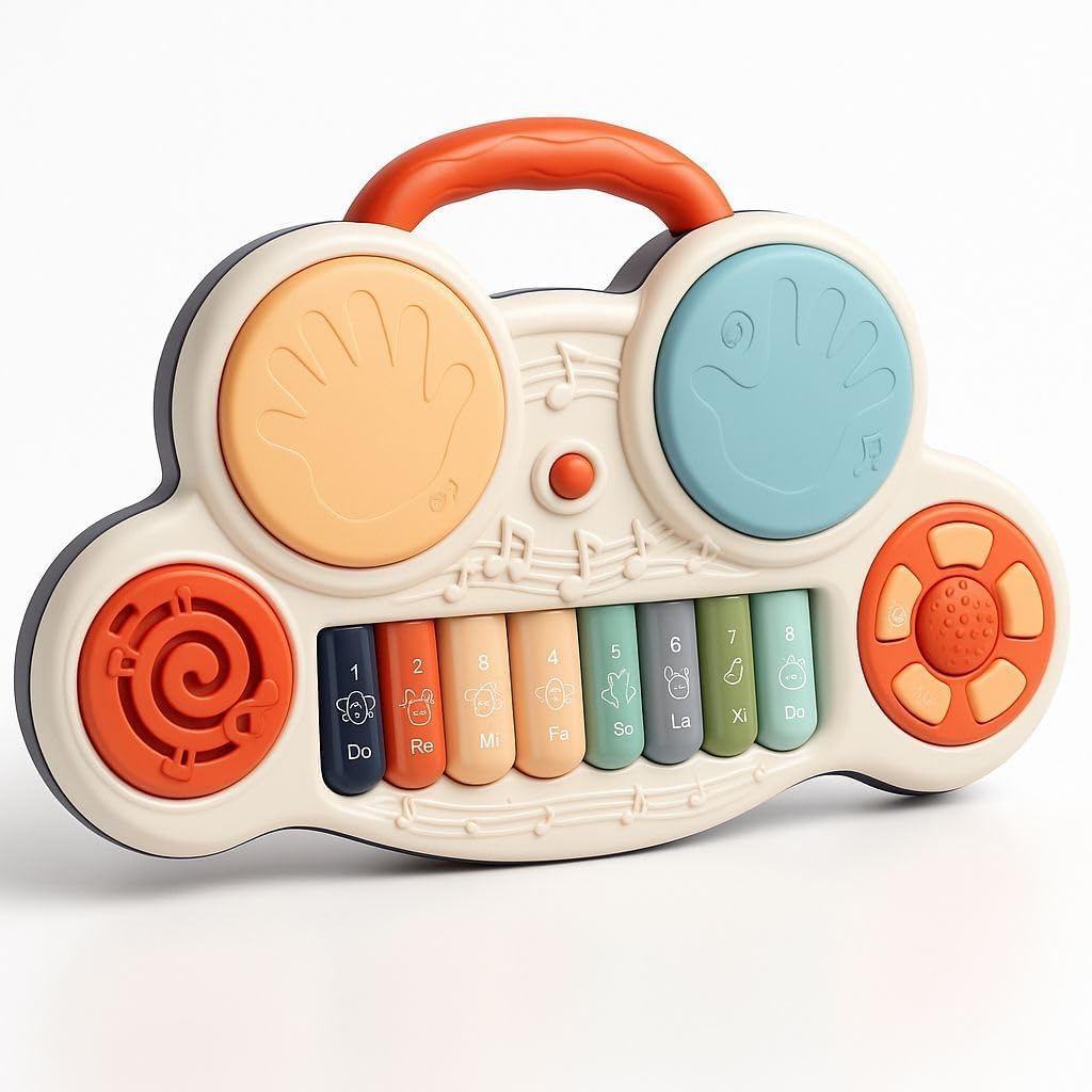 Prime Deals Drum Keyboard Musical Plastic Toys with Flashing Lights - Animal Sounds and Songs, Multi Color.